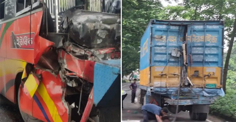 ফেনীতে দাঁড়িয়ে থাকা কাভার্ডভ্যানে ইউনিক বাসের ধাক্কা, নিহত ৩